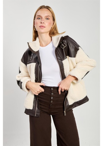 Kadın Deri Garnili Welsoft Mont - Kahve fiyatları