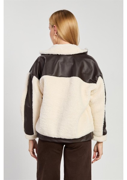 Kadın Deri Garnili Welsoft Mont - Kahve fırsatları