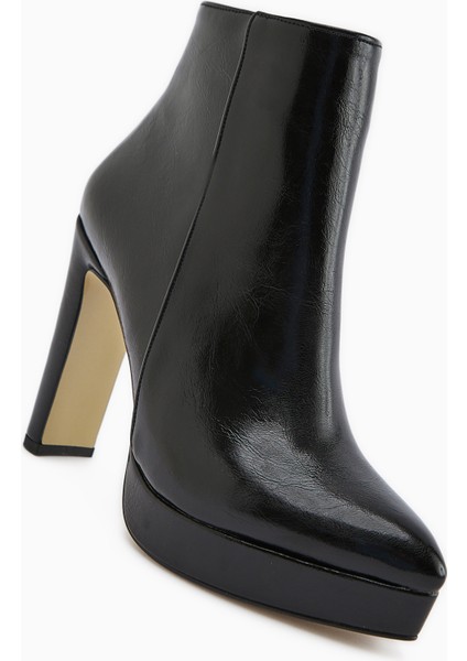 Abbie Siyah Sivri Burunlu Yüksek Topuklu Fermuarlı Bot