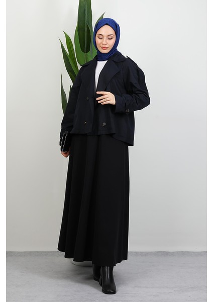 Apoletli Kısa Trenç Lacivert modelleri