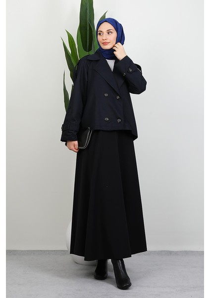 Apoletli Kısa Trenç Lacivert fırsatları