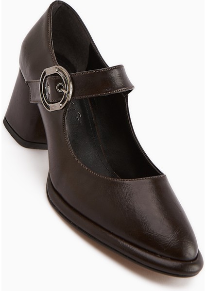 Nana Kahve Tokalı Topuklu Kadın Ayakkabı