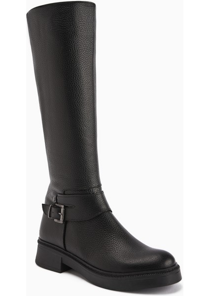 Penda Hakiki Deri Siyah Toka Detaylı Kadın Fermuarlı Çizme fiyatları