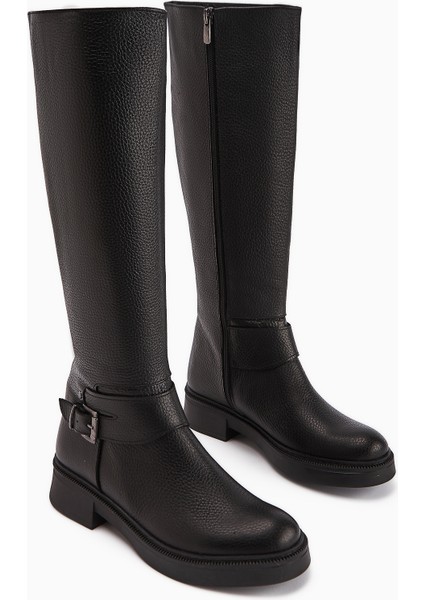 Penda Hakiki Deri Siyah Toka Detaylı Kadın Fermuarlı Çizme fırsatları