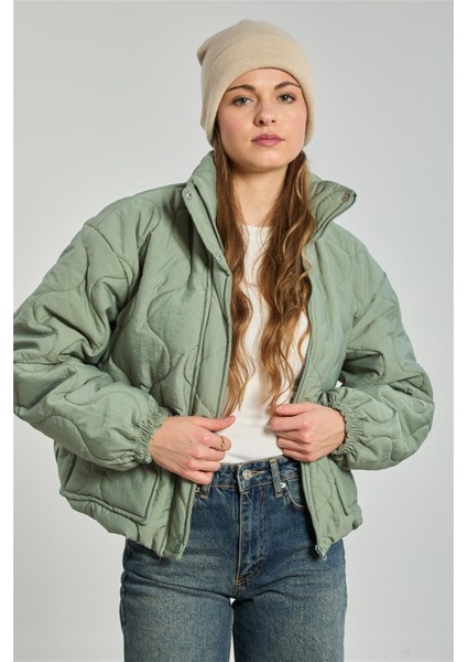 Kadın Kapitone Şişme Mont - Mint