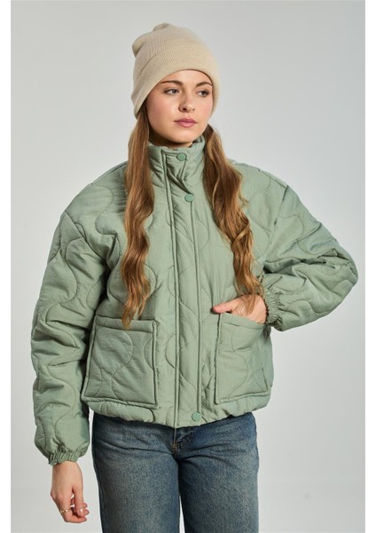 Kadın Kapitone Şişme Mont - Mint fırsatları