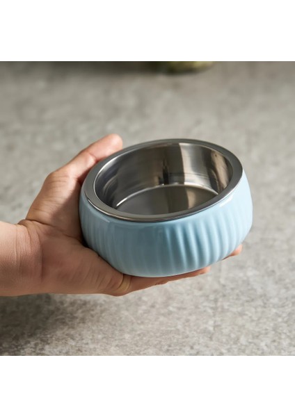 Mavi Organik Seramik Mama Kabı Paslanmaz Çelik Iç Kap, 250ML Su Kabı modelleri