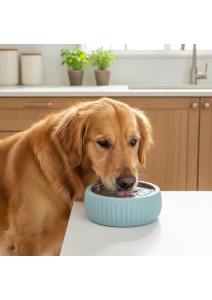 Mavi Organik Seramik Mama Kabı Paslanmaz Çelik Iç Kap, 250ML Su Kabı indirimleri