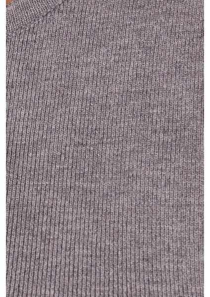 Kadın Slim Fit Düz Geniş Yaka Gri Body Atlet