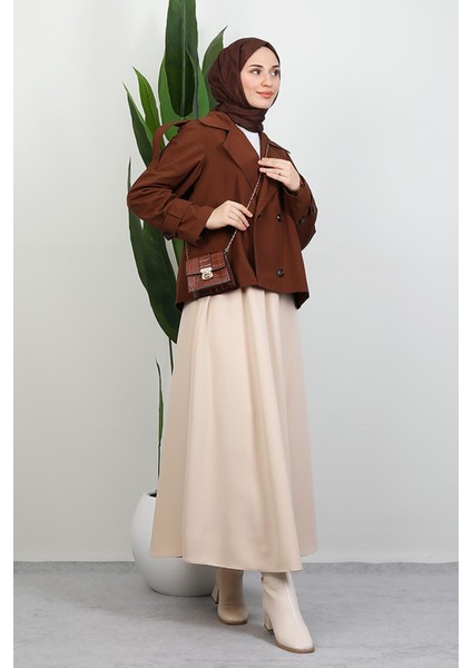 Apoletli Kısa Trenç Kahve modelleri