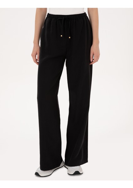 Kadın Siyah Loose Fit Kanvas Pantolon 50318198-VR046 fiyatları