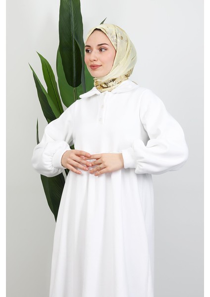 Şevval Düğmeli Elbise Beyaz indirimleri