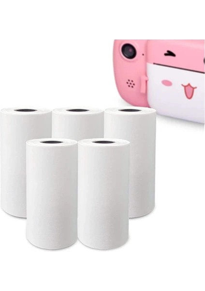Çocuk Kamera Baskı Kağıdı, 5’li Rulo 57X25MM Çekirdekli Fotoğraf Baskı Termal Kağıt Rulo