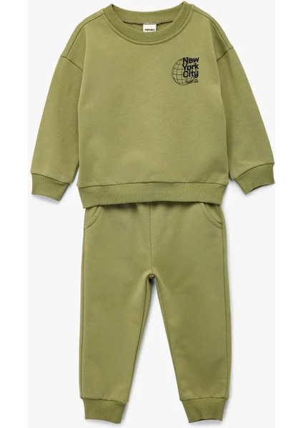 Bisiklet Yaka Baskılı Pamuklu Yeşil Erkek Bebek Alt-Üst Takım 6WMB10057TK
