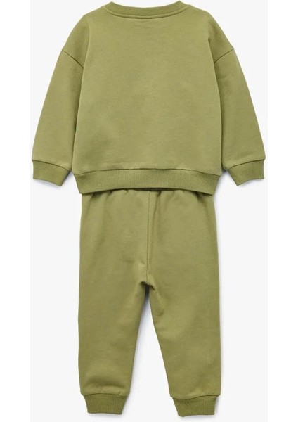 Bisiklet Yaka Baskılı Pamuklu Yeşil Erkek Bebek Alt-Üst Takım 6WMB10057TK fırsatları