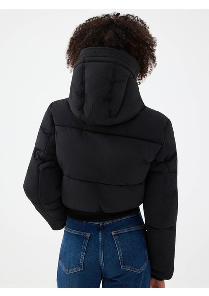 Crop Siyah Kadın Mont LF2040788 fırsatları