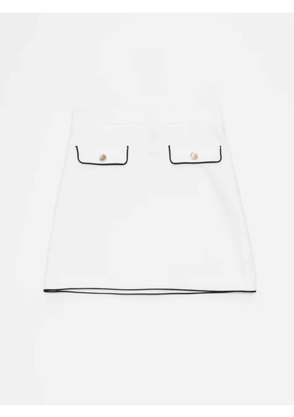 Freyas Kısa Boy Regular Fit Beyaz Renk Etek