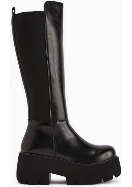 Lidia Siyah Platform Topuklu Kadın Çizme