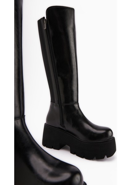 Lidia Siyah Platform Topuklu Kadın Çizme fırsatları