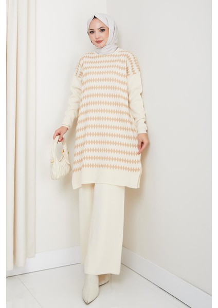 Simli Triko Tunik Pantolon Takım