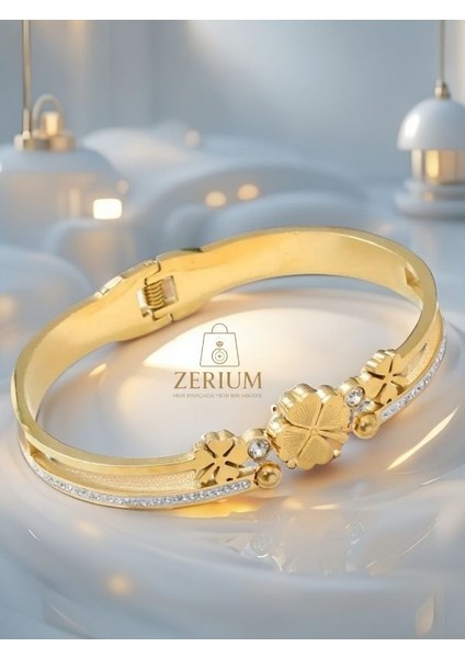 Şansın Zarafeti – Yapay Elmas Işlemeli Altın Renk Kaplama Kadın Bileklik fırsatları