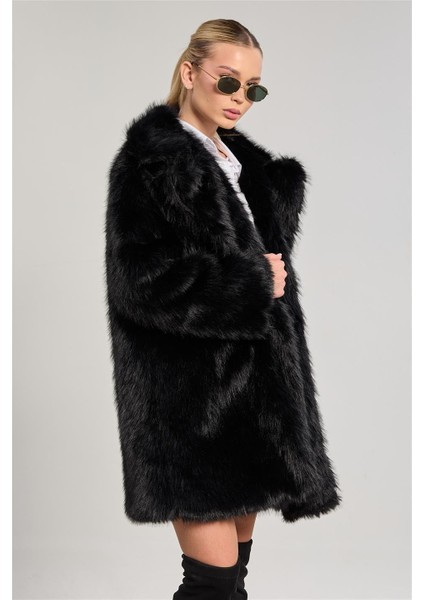 Kadın Peluş Kaban - Siyah fiyatları