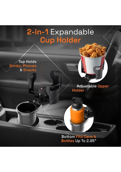 2’si 1 Arada Ayarlanabilir Araç Bardak Tutucu, Genişleyebilir Üst Kısım 3”-6.2”, Şişe Adaptörü, Araba Organizatörü, Dayanıklı Taban, Ramblers Hydroflask Uyumlu, Modern Araç Düzenleyic fırsatları