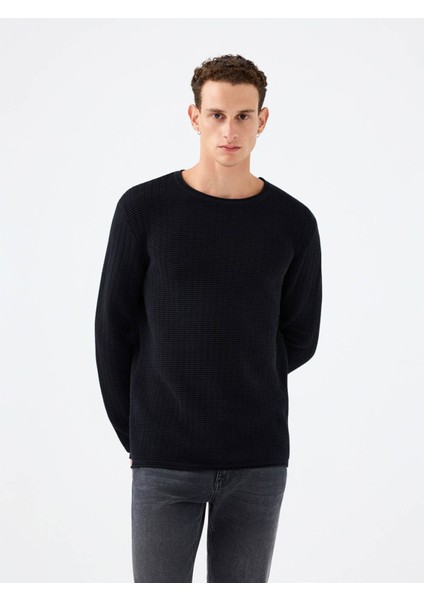 Regular Fit Siyah Erkek Kazak LF2040999