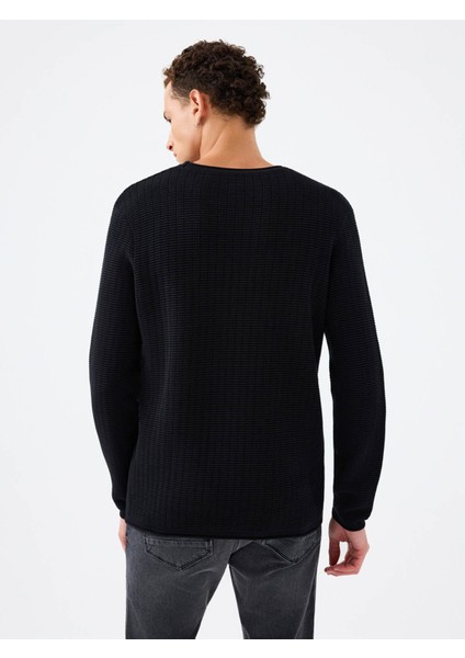 Regular Fit Siyah Erkek Kazak LF2040999 fırsatları