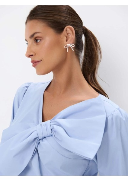 Marsa Bluz V-Yaka Standart Boy Regular Fit Buz Mavi̇ Renk Bluz modelleri