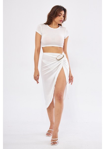 Kaylee Uzun Boy Regular Fit Beyaz Renk Etek fiyatları