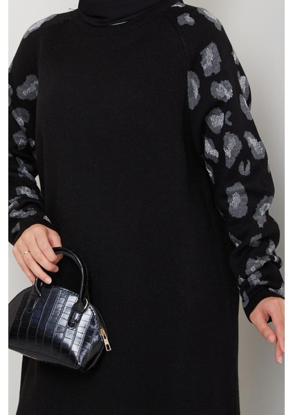 Leopar Kollu Simli Triko Tunik Pantolon Takım indirimleri