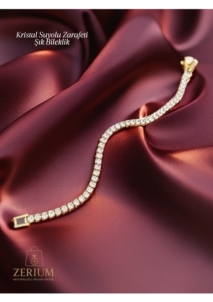 Kristal Suyolu Zarafeti – Altın Renk Detaylı Şık Bileklik modelleri