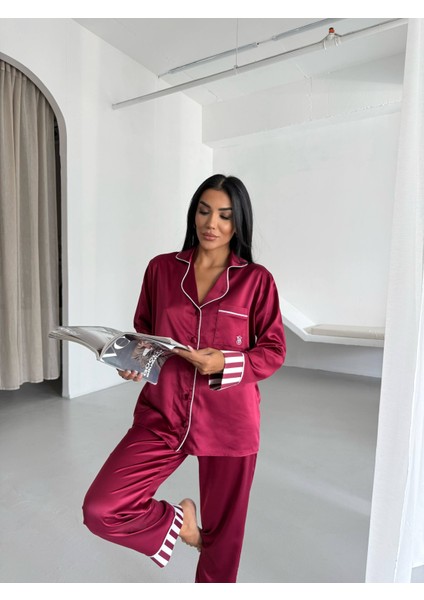 Vs Klasik Saten Pijama Takımı Bordo indirimleri