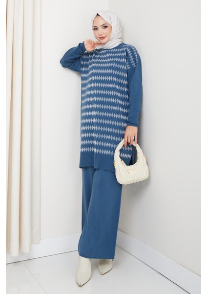 Simli Triko Tunik Pantolon Takım