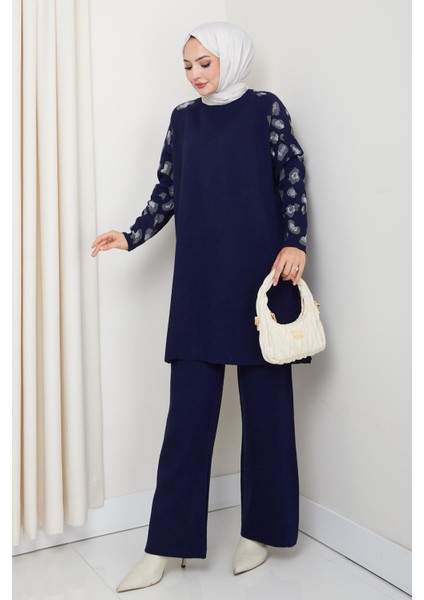 Leopar Kollu Simli Triko Tunik Pantolon Takım fiyatları