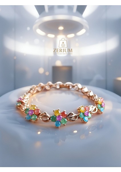 Zarif Renkli Çiçekli Gold Bileklik fırsatları