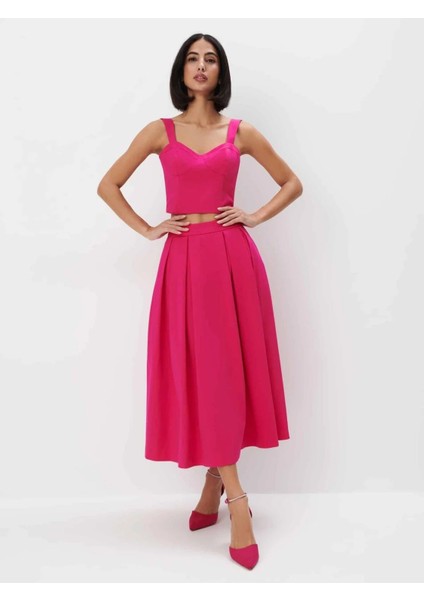 Kyros Bluz Straplez Sıfır Kol Crop Boy Regular Fit Pembe Renk Bluz