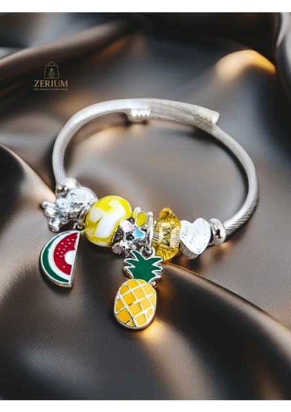 Modern Çelik Şık Kadın Charm Bileklik Karpuz ve Ananas fiyatları