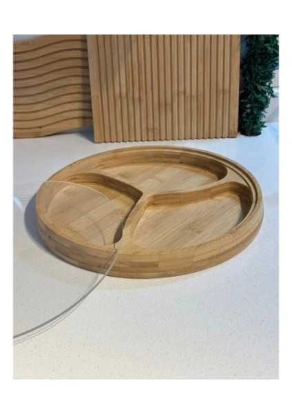 Kapaklı 3 Bölmeli Bambu Çerezlik fiyatları