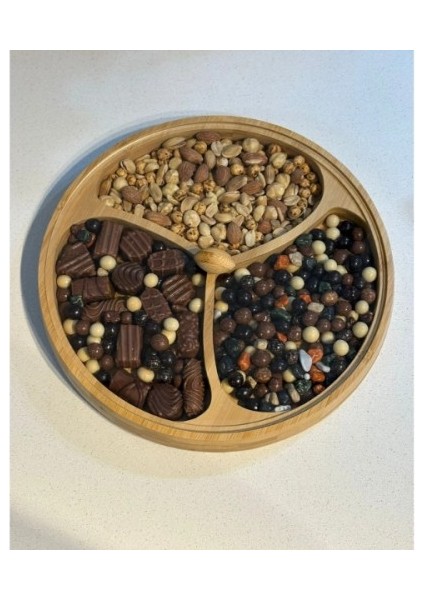 Kapaklı 3 Bölmeli Bambu Çerezlik modelleri