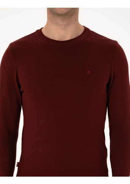 Erkek Bordo Slim Fit Bisiklet Yaka Basic Triko Kazak 50314192-VR014