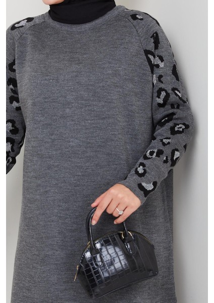 Leopar Kollu Simli Triko Tunik Pantolon Takım fırsatları