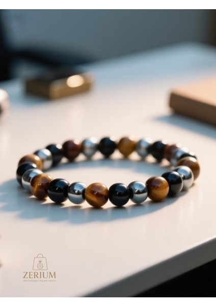 Doğal Taş Enerji Çakra Denge Bilekliği – Kaplangözü, Oniks & Hematit indirimleri