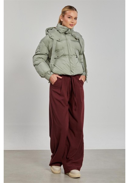 Kadın Kapüşonlu Kısa Şişme Mont - Mint fiyatları