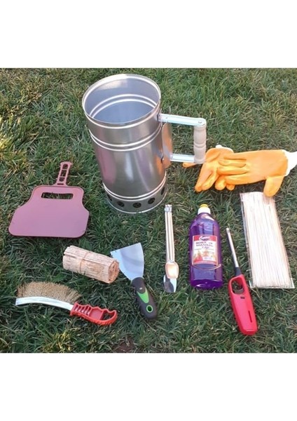 Mangal Barbekü Yakma Temizleme Seti 10 Parça Kormatik Çakmak Maşa Spatula Eldiven Tel Fırça Şiş Jel fırsatları