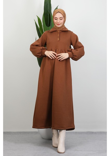 Şevval Düğmeli Elbise Açık Kahve fiyatları