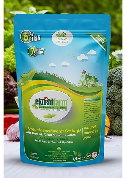 Solucan Gübresi 2x1,5 kg Toplam 3 kg Organik Gübre Worm Castings fırsatları