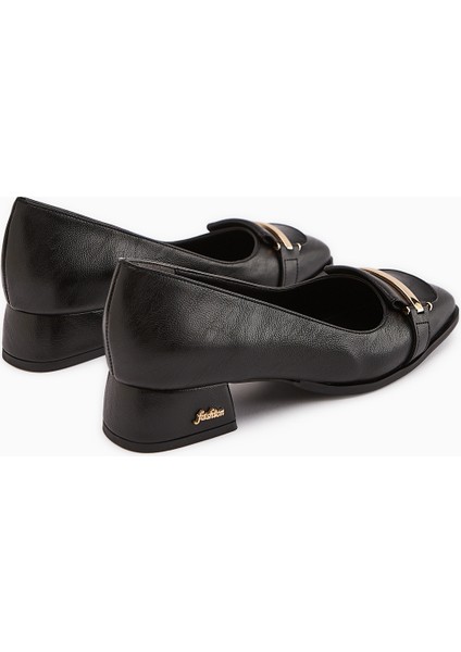 Gresa Siyah Tokalı Kısa Topuklu Kadın Ayakkabı indirimleri