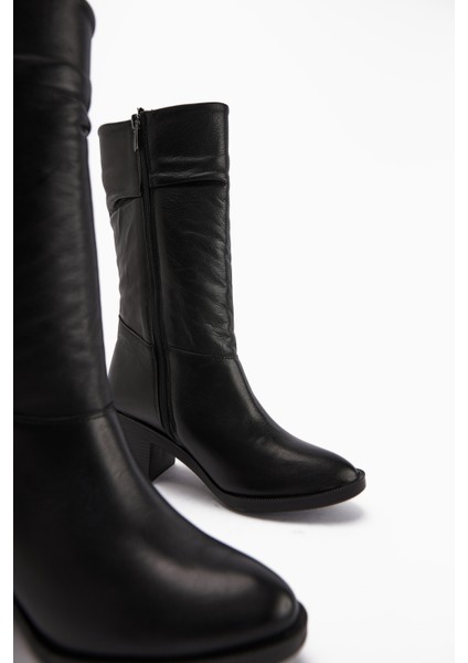 Sahara Hakiki Deri Siyah Körüklü Fermuarlı Kadın Çizme fırsatları